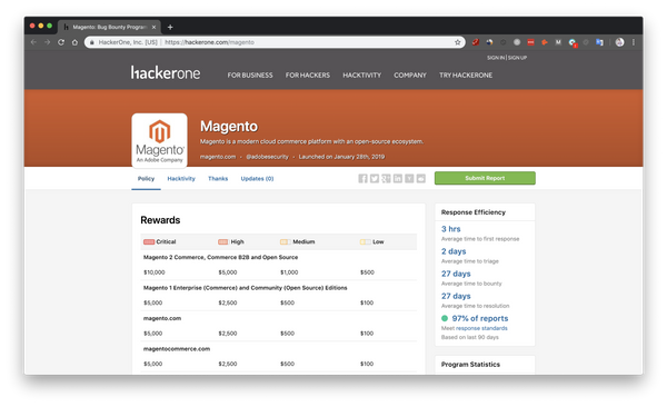 ?Ganhe até $10,000 reportando bugs para a Magento